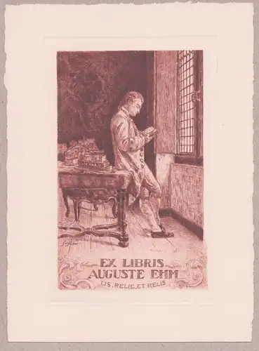Ex Libris Auguste Ehm - Tisch Bücher Exlibris ex-libris Ex Libris bookplate