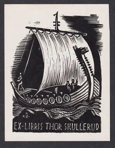 Ex Libris Thor Skullerud - Wikinger Vikings Schiff ship Czech Tschechien Exlibris ex-libris Ex Libris bookplat