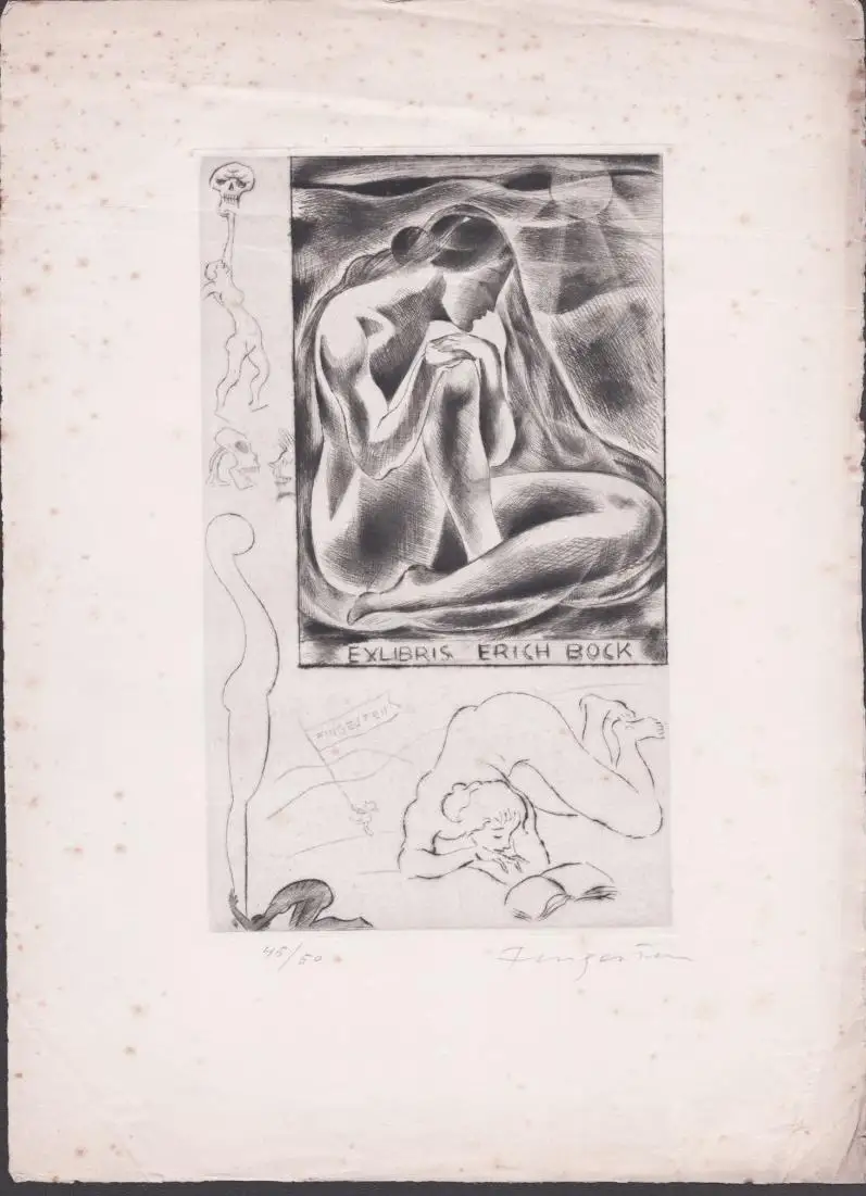 Ex Libris Erich Bock - Akt nude Erotik eroticism Exlibris ex-libris Ex Libris bookplate 0
