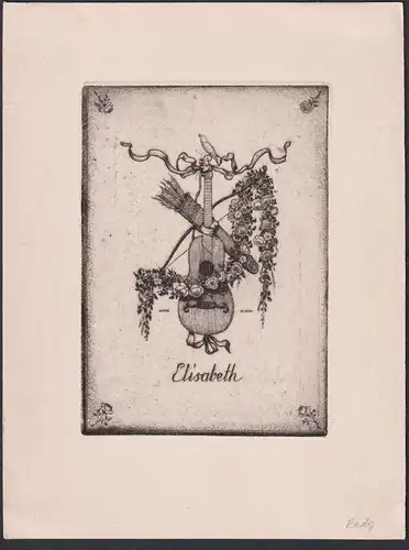 Elisabeth - Elisabeth Keil Gitarre guitar Musik music Exlibris ex-libris Ex Libris bookplate