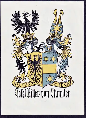 Josef Ritter von Stangler - Exlibris ex-libris Ex Libris armorial bookplate Wappen coat of arms