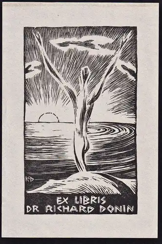 Ex Libris Dr Richard Donin - Expressionismus Wiener Secession expressionism Exlibris ex-libris Ex Libris bookp