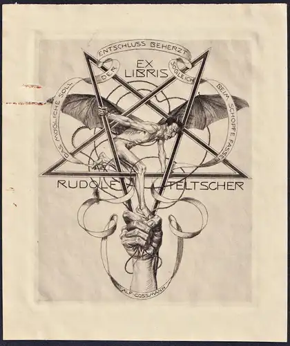 Ex Libris Rudolf Teltscher - Pentagramm Luzifer Satan Exlibris ex-libris Ex Libris bookplate