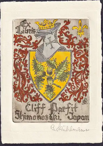 Ex Libris Cliff Parfit Shimonoseki - Japan Schimonoseki Exlibris ex-libris Ex Libris armorial bookplate Wappen
