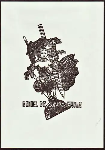 Ex Graficis Daniel de Bruin - Bleistift pencil Exlibris ex-libris Ex Libris bookplate