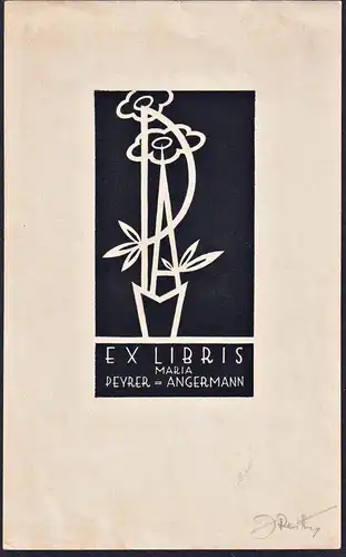Ex Libris Maria Peyrer-Angermann - Vase Blumen flowers Exlibris ex-libris Ex Libris bookplate