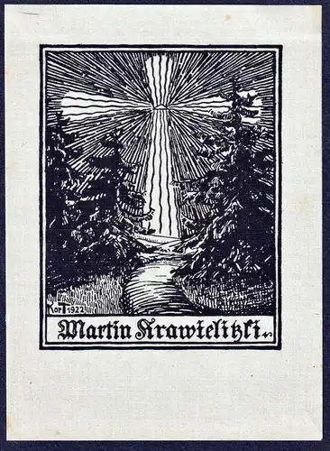 Martin Krawielitzki - Bäume Wald Kreuz Exlibris ex-libris Ex Libris bookplate