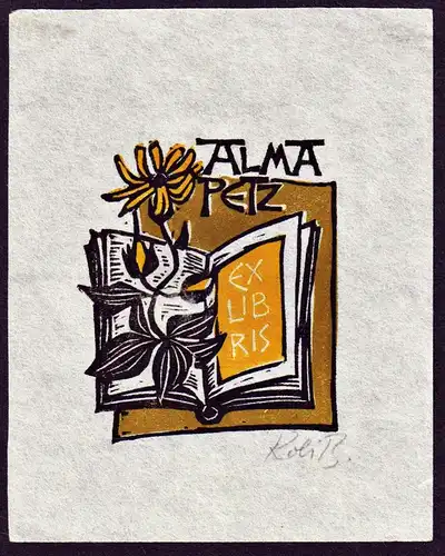 Alma Petz - Buch Blume book flower Exlibris ex-libris Ex Libris bookplate