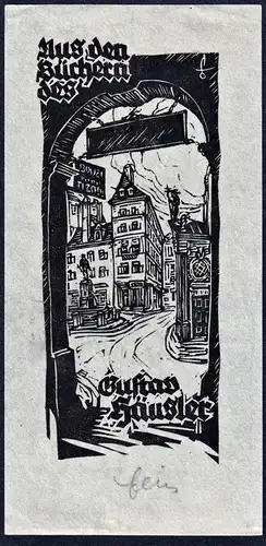Aus den Büchern des Gustav Häusler - Exlibris ex-libris Ex Libris bookplate Wappen