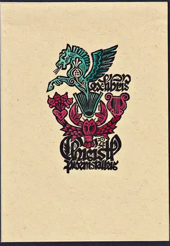 Exlibris Christl Premstaller - Krebs Pferd horse Exlibris ex-libris Ex Libris bookplate Wappen