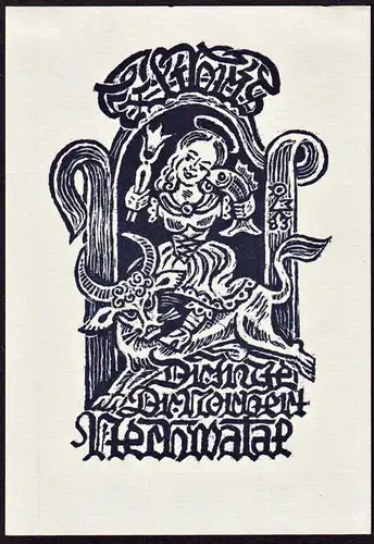 Norbert Nechtwatal - Ochse Stier bull Exlibris ex-libris Ex Libris bookplate