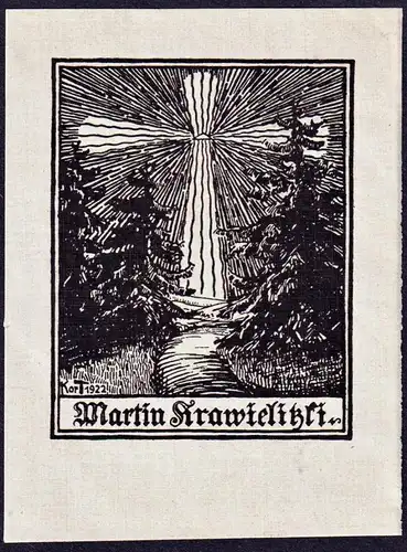 Martin Krawielitzki - Bäume Wald Kreuz Exlibris ex-libris Ex Libris bookplate