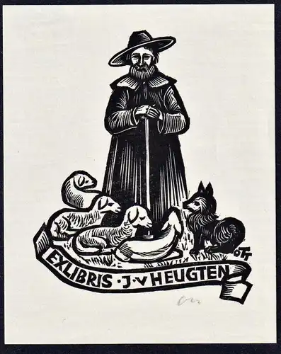 Ex Libris J.v. Heugten - Schäfer shepherd Exlibris ex-libris Ex Libris bookplate