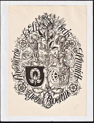 Ex Libris Rosemarie Schmidt geb. Boehm - Wappen Exlibris ex-libris Ex Libris armorial bookplate