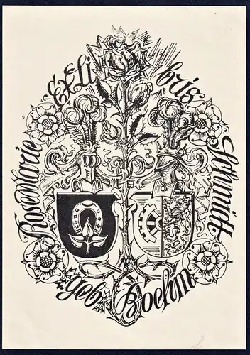 Ex Libris Rosemarie Schmidt geb. Boehm - Wappen Exlibris ex-libris Ex Libris armorial bookplate