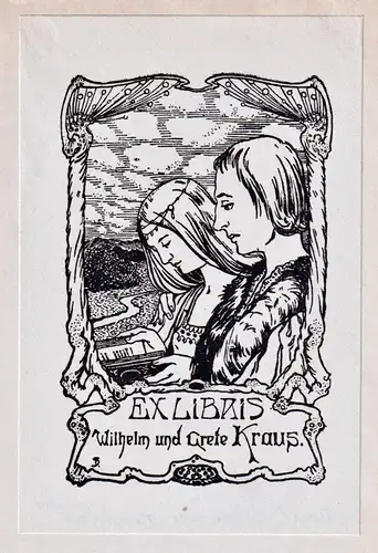 Ex Libris Wilhelm und Grete Kraus - Jugendstil Art Nouveau Exlibris ex-libris Ex Libris bookplate