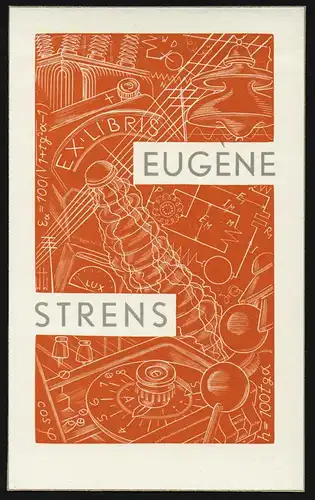 Ex Libris Eugene Strens - Technik technology Exlibris ex-libris Ex Libris bookplate