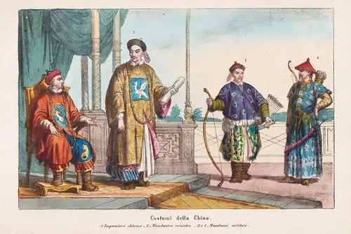 Costumi della China. 1. Imperatore Chinese. 2. Mandarino ministro. 3. Mandarini militari - Chinese emperor Chi
