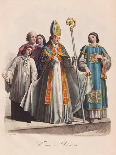 Vescovo e Diaconi - Bishop Deacons Bischof Diakone / Italia Italy Italien / costumes Trachten costume Tracht