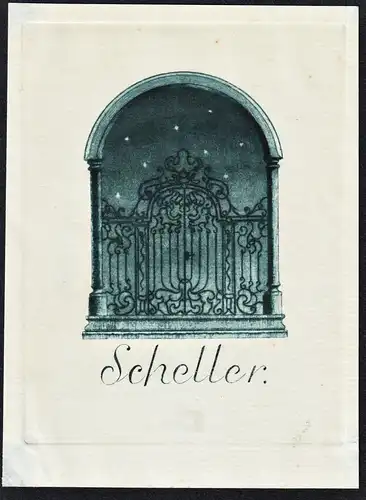 Scheller - Tor Torbogen Exlibris ex-libris Ex Libris bookplate
