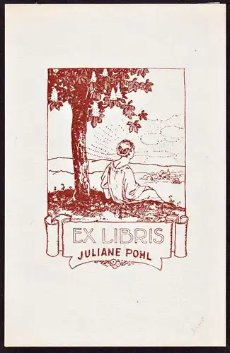 Ex Libris Juliane Pohl - Jugendstil Baum tree Exlibris ex-libris Ex Libris bookplate