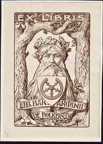 Ex Libris Arminii de Foelkersam - Armin Foelkersam Jugendstil Wappen Exlibris ex-libris Ex Libris bookplate