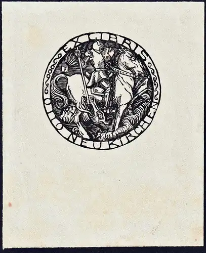 Ex Libris Otto Neukirchen - Ritter knight Drachentöter Drache dragon Exlibris ex-libris Ex Libris bookplate