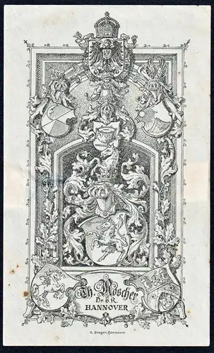 Th. Roscher Hannover - Exlibris ex-libris Ex Libris armorial bookplate Wappen coat of arms