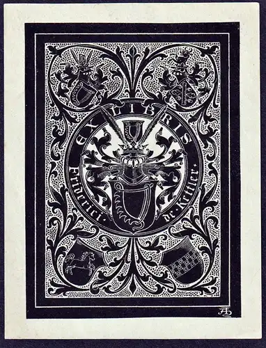 Ex Libris Friderici Dr. Kettler - Friedrich Kettler Exlibris ex-libris Ex Libris armorial bookplate Wappen coa