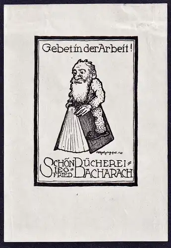 Schön Siegfried / Bücherei Dacharach - Zwerg dwarf Buch book Exlibris ex-libris Ex Libris bookplate