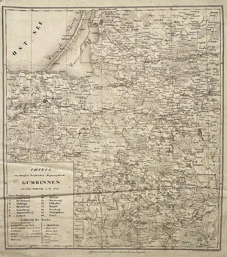 Charte vom Königlich Preussischen Regierungsbezirk Gumbinnen - Gumbinnen Goesev Kaliningrad Russland Russia O