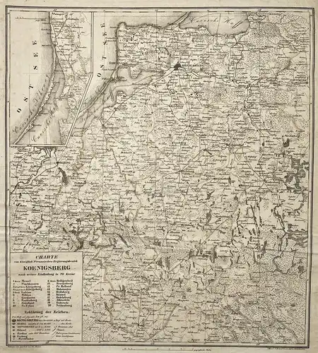 Charte vom Königlich Preussischen Regierungsbezirk Koenigsberg - Königsberg Kaliningrad Russland Russia Ostp