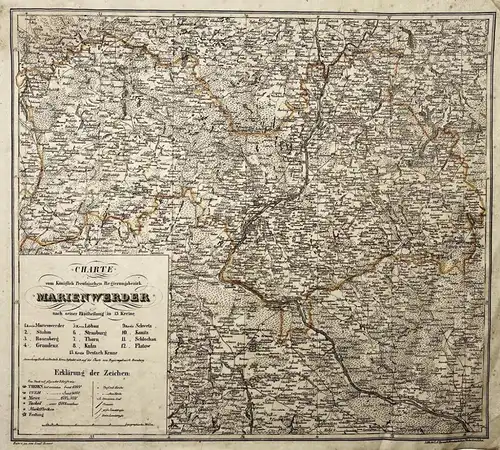 Charte vom Königlich Preussischen Regierungsbezirk Marienwerder - Marienwerder Kwidzyn Polen Poland Polska