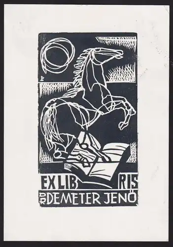 Ex Libris Demeter Jenö - Pferd horse Ungarn Hungary Exlibris ex-libris Ex Libris bookplate