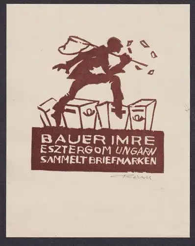 Bauer Imre - Briefmarken Post stamps Ungarn Hungary Exlibris ex-libris Ex Libris bookplate