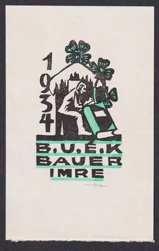 Bauer Imre - Ungarn Hungary Exlibris ex-libris Ex Libris bookplate