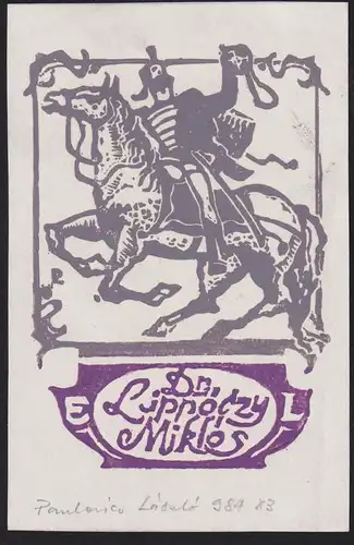 Lippoczy Miklos - Reiter Husar Pferd rider horse Ungarn Hungary Exlibris ex-libris Ex Libris bookplate