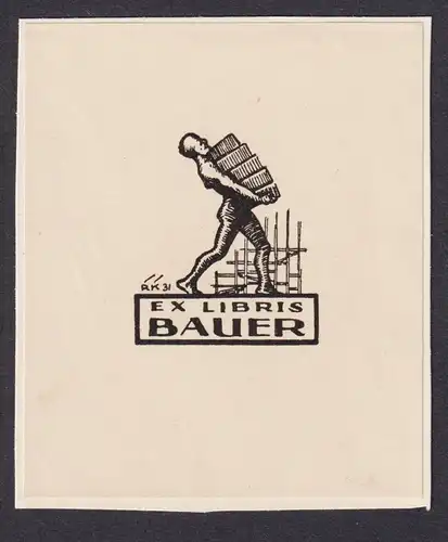 Ex Libris Bauer - Bücher books Ungarn Hungary Exlibris ex-libris Ex Libris bookplate