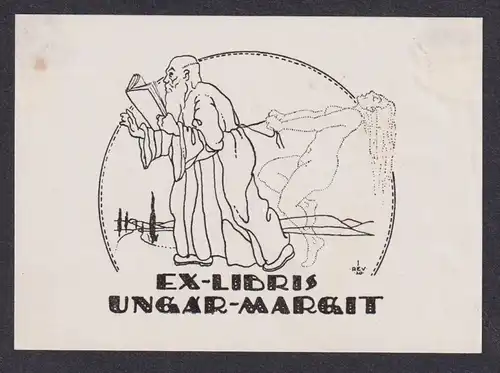 Ex Libris Ungar Margit - Akt nude Heiliger Saint Mann Ungarn Hungary Exlibris ex-libris Ex Libris bookplate