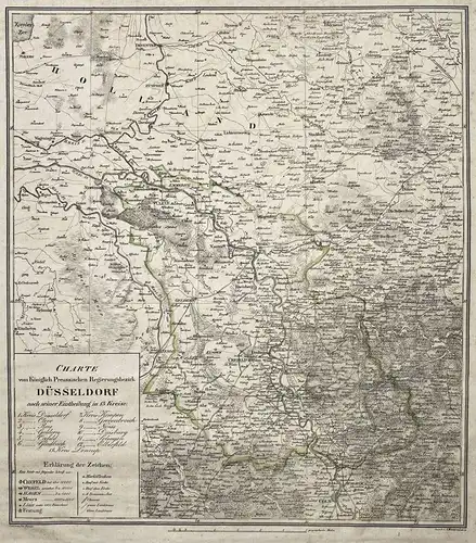 Charte vom Königlich Preussischen Regierungsbezirk Düsseldorf  - Düsseldorf Geldern Emmerich Barmen Nordrhe