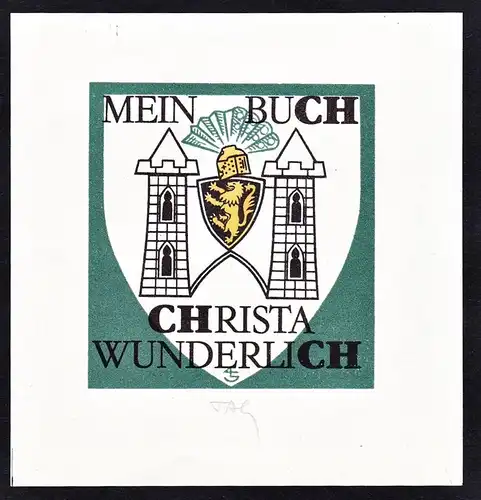 Mein Buch Christa Wunderlich - Wappen coat of arms exlibris ex-libris Ex Libris bookplate