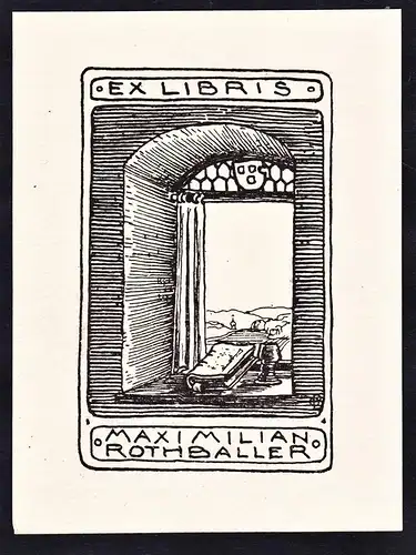 Ex Libris Maximilian Rothballer - Buch Fenster book window Exlibris ex-libris Ex Libris bookplate