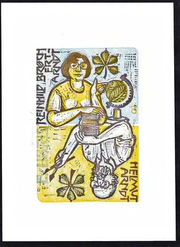 Ex Libris Reinhild Arndt Helmut Arndt - Portrait Spielkarte playing card exlibris ex-libris Ex Libris bookplat