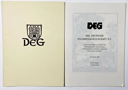 Die Deutsche Exlibris Gesellschaft e. V.  widmet diese Mappe mit Exlibris den Teilnehmern am 18. International