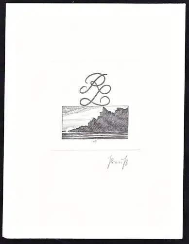 RL - Felsen Meer rocks sea exlibris ex-libris Ex Libris bookplate