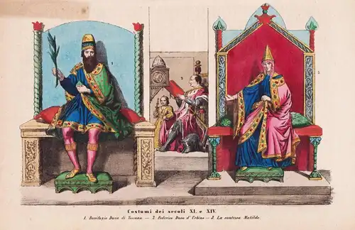 Costumi dei secoli XI. e XIV: - Bonifacio di Canossa (985-1052) Federico da Montefeltro (1422-1482)