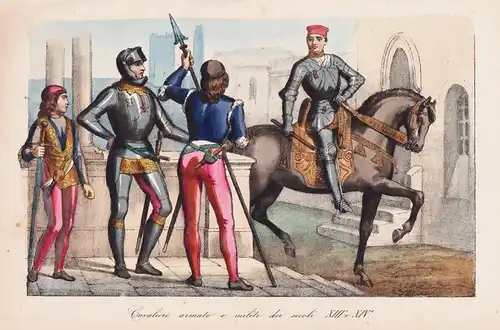 Cavaliere armato e milite dei secoli XIII.o e  - Ritter Soldat knight soldier Mittelalter Middle Ages / costum