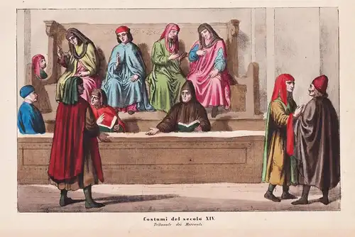 Costumi dei secolo XIV / Tribunale dei Mercanti - Merchants' Court Gericht / costumes Trachten costume Tracht