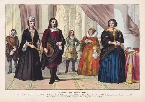 Costumi del secolo XVII - 17th century costumes Trachten costume Tracht / Italia Italy Italien