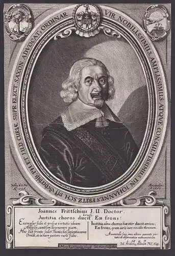 Joannes Frittschius J.U. Doctor - Johannes Fritzsch (1596-1657) Jurist Advokat Leipzig Portrait